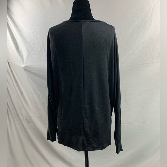 Black Oversized V Neck Batwing Long Sleeve Knit Tee - Picture 10 of 10